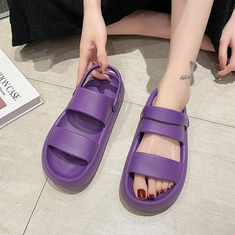 Kluzké pantofle Dámské Letní Venkovní Sandály Domácí Koupelnové Protiskluzové Sandály a Pantofle s Podrážkou z Houbovitého Koláče Venkovní Plážová Obuv