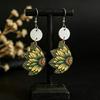 Bohemian Geometric Leather & Wood Patchwork Disc Earrings