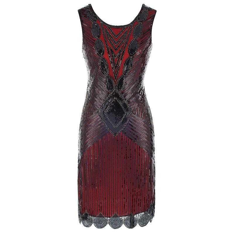 Popular European and American High-end Performance Dress, Retro Sequined Evening Dress for Women