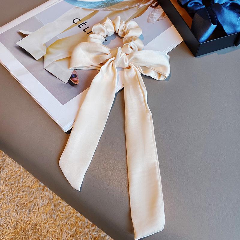 

Атласная повязка на голову с бантом в стиле Чжао Лусы и набор резинок для волос для женщин грязно-белый