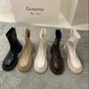 Fashion 2024 Hot Sale Ladies Shoes Zipper Women's Boots Spring Autumn Round Toe Solid Short Barrel Platform Chunky Heels Fashion Boots