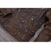 Chinesische Größe Schwere Motorradjacke Natur Rindsleder Oberste Schicht Braun Lässig Vintage Retro Moto Anzug Ledermantel Winter
