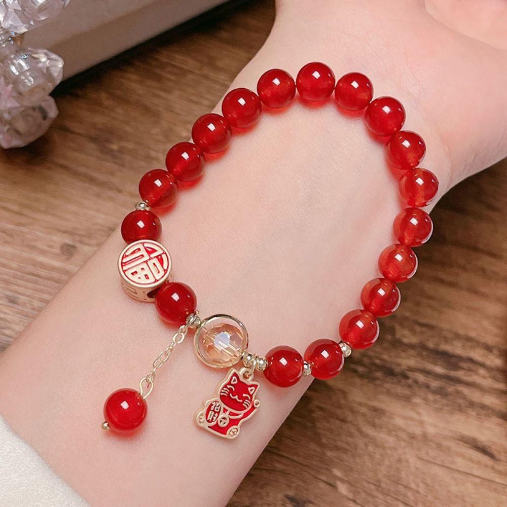 

Подвеска Burst Bead Браслет Стеклянный Новый Браслет Года Змеи Модный Браслет Красный Агат Новый Год Snake