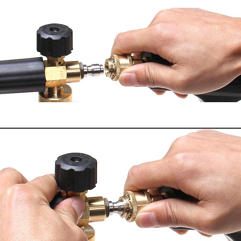 High Pressure Washer Nozzle Snow Foam Lance 1/4" Quick Connect Soap Foamer Cannon Generator Car Wash Cleaning Bottle 1L 3000Psi