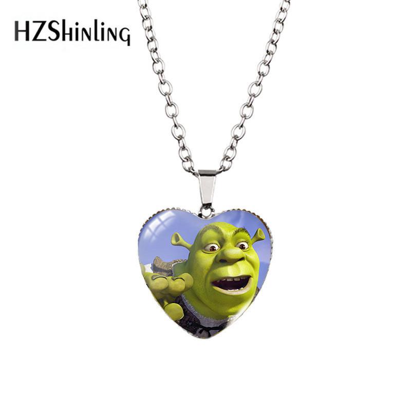 Okouzlující náhrdelník s přívěskem Shrek Time drahokam ve tvaru srdce pro jedinečný styl s barevnými variantami