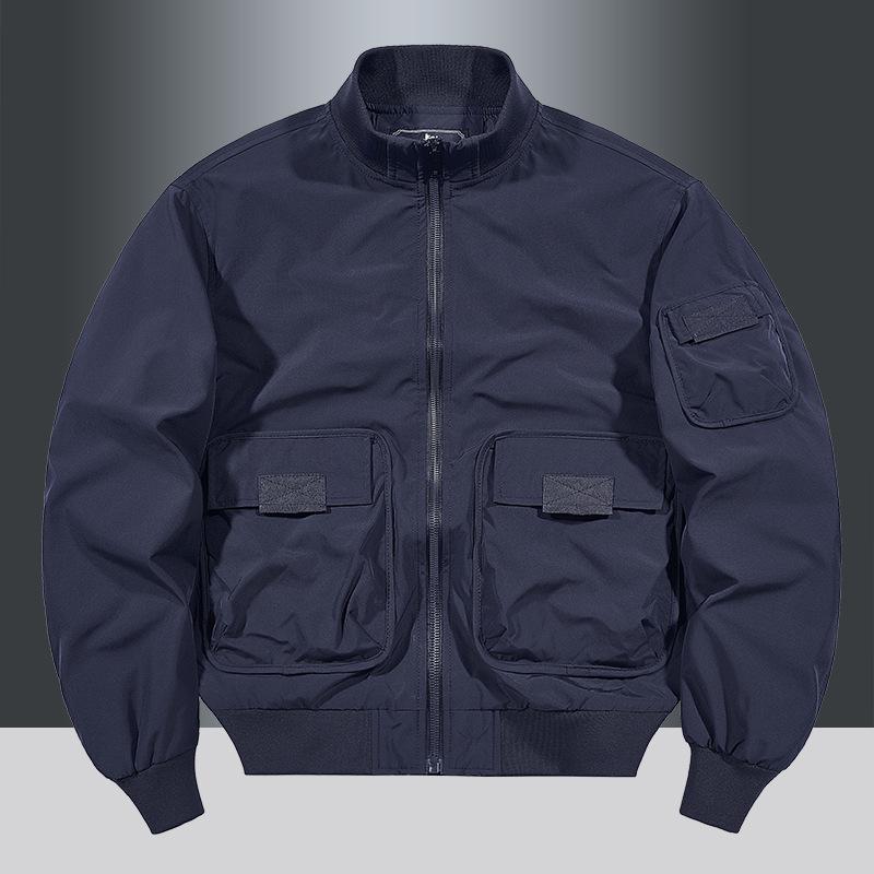 2024 Men's Autumn Stand Collar Windproof Sports Jacket - Solid Color, Casual Outdoor Coat
