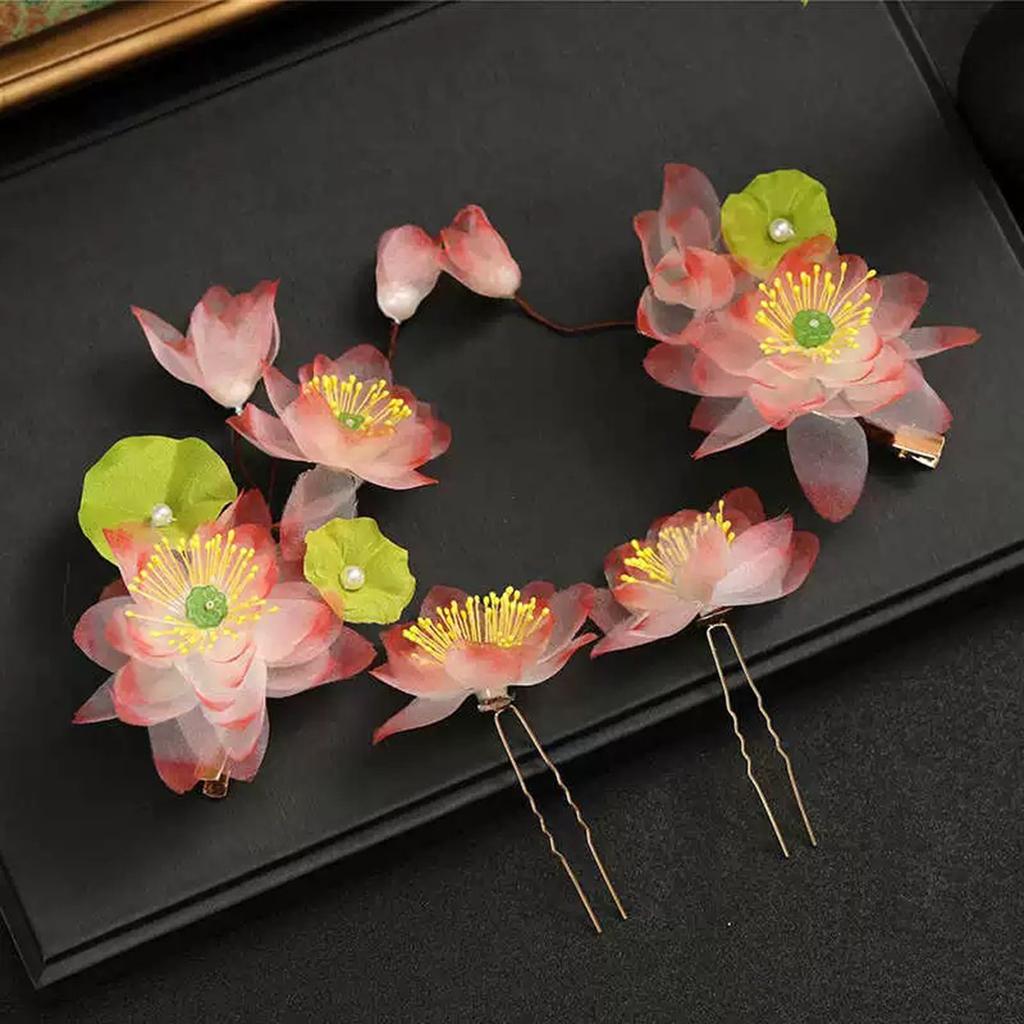 Hairpins Hair Clips with Lotus Decor Non-slip Versatile Beauty Bridal Headwear for Bridesmaid Wedding Banquet Party