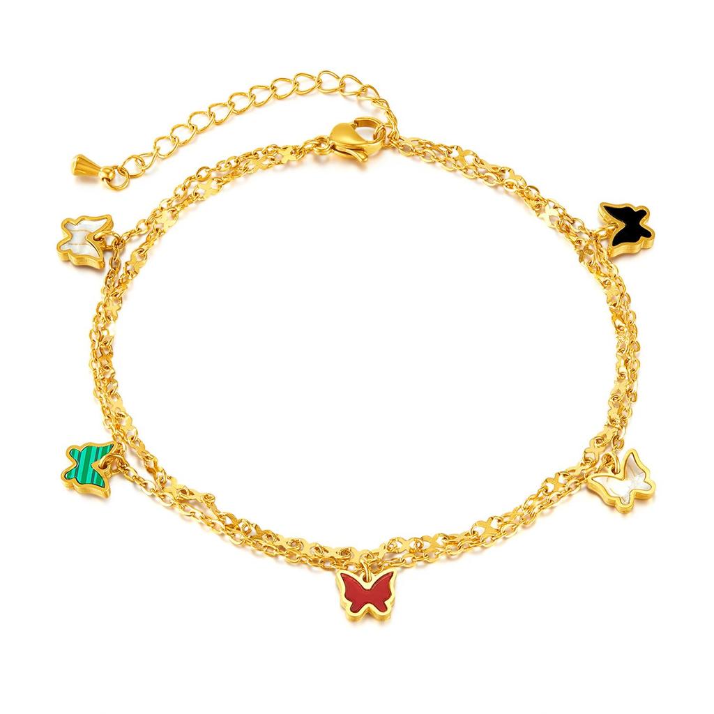 Stylish Women's Stainless Steel Butterfly Anklet - Colorful, Fashionable, and High-End.