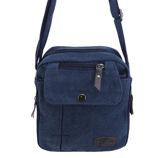 Vintage Small Canvas Messenger Bag for Men Lightweight Canvas School Single Shoulder Bag for Travel Work