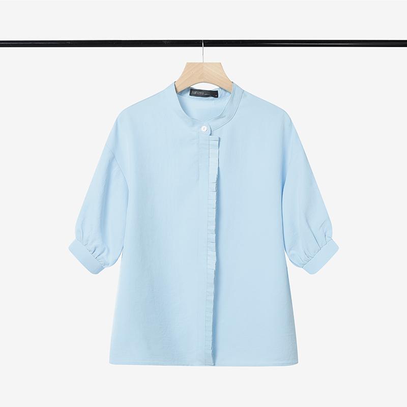 

ZANZEA Женская повседневная блузка с круглым вырезом, однотонная, с коротким рукавом S