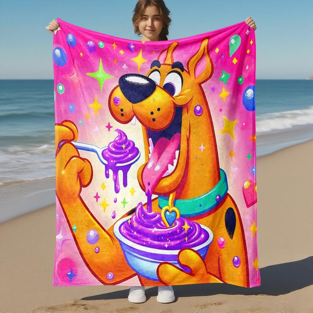 1pc Scooby Doo Outdoor Blanket - Throw Blanket, Soft , Flannel Blankets, Living Room, Travel, Camping c1209083
