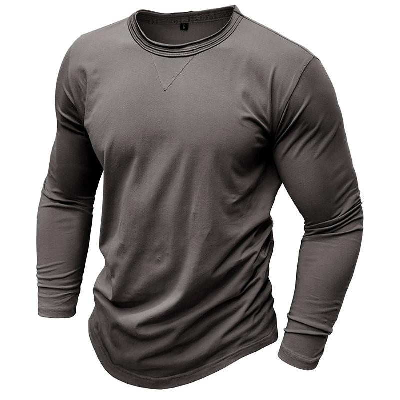 Men's Long Sleeve T-Shirts Soft Stretch Cotton Tees Crew Neck Basic Casual T-Shirt Workout Moisture Wicking Tops Male Athletic Breathable Tee Shirts
