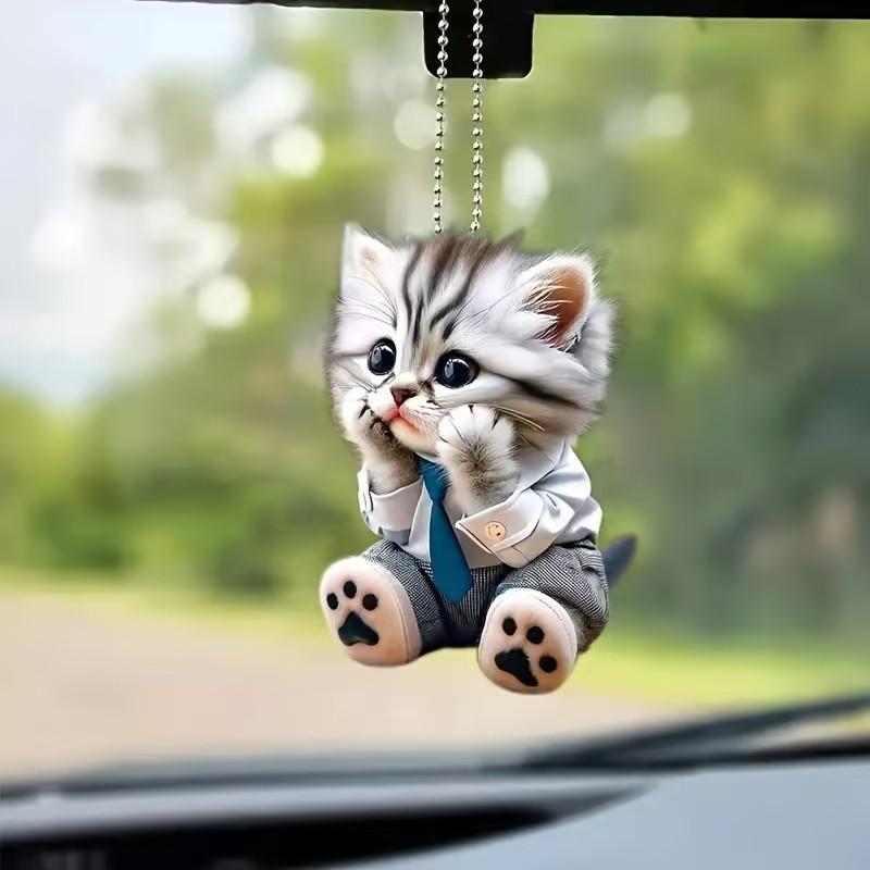 Acrylic cute cat pendant 1PCS plush toy car interior car hanging backpack keychain gift
