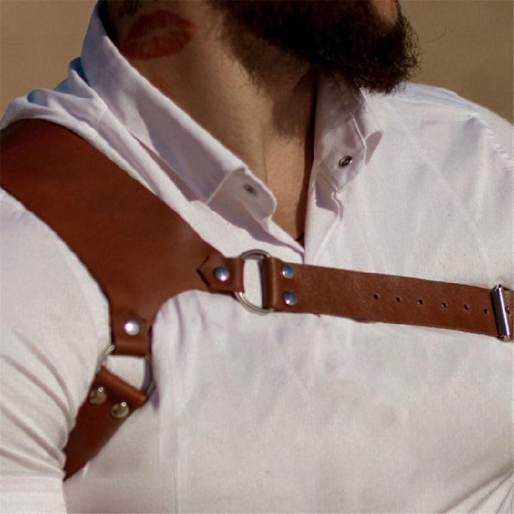 Herren Körper Brustgurt Gürtel Punk Gothic PU Leder Schulterkäfig Gürtelriemen