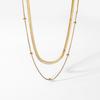European & American Minimalist Round Bead Layered Snake Chain Necklace – Women's Light Luxury Stainless Steel Clavicle Chain