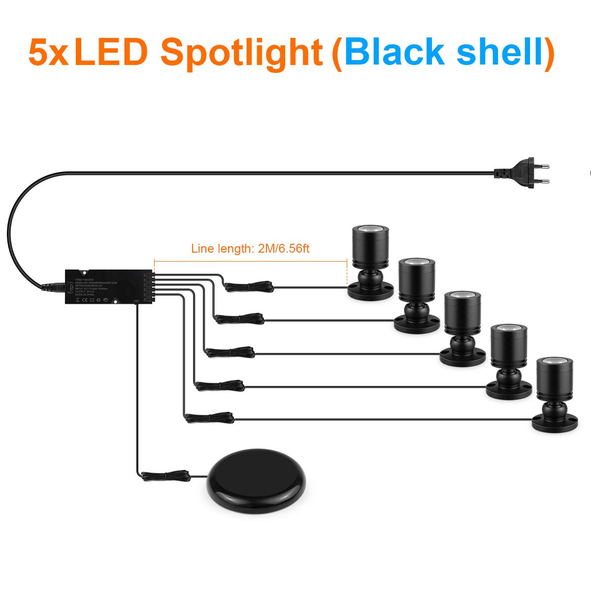 

3W LED Display Collection Cabinet Light Hand Sweep Touch Dimmer Spotligt 12V DC Wood-Penetrating Detection Bulb Lamp -DuPont 5PCS-Black Shell теплый белый