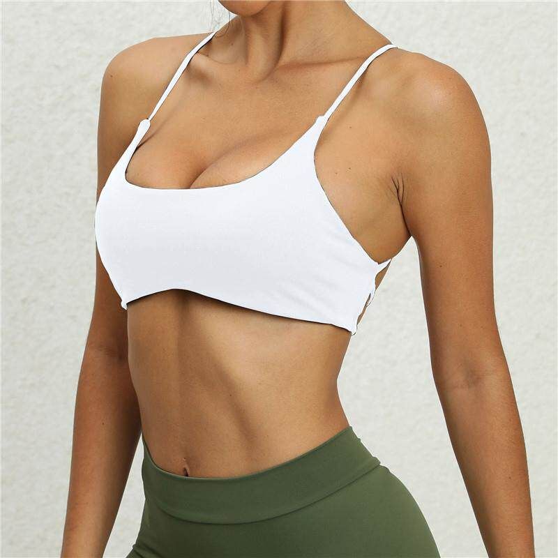 

INS Fashion Bare Back Beauty Back Exercise Underwear Women s Chest Pad Sexy Yoga Bra Vest Fitness S White