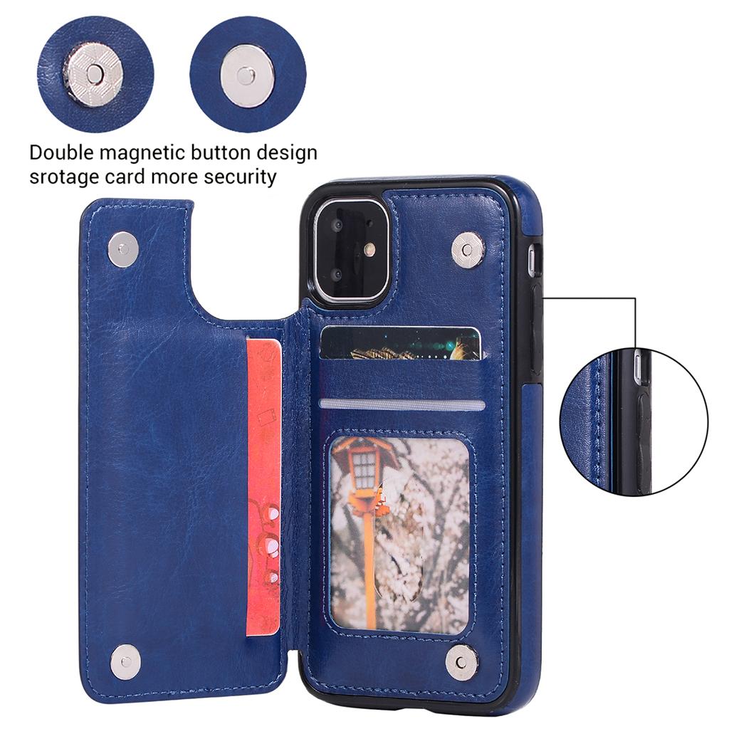 PU Leather Antifall Phone Back Cover Case For iPhone 11 6.1 Inch White