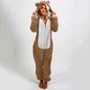 Women's Fashion Fleece-Lined Thickened Fleece Hooded Pyjamas With Zip-Up Onesie