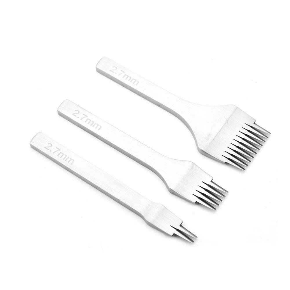 White Steel 2 5 10 Punch Prong Tool Set Lacing Stitching Chisel Set for Leather Crafts