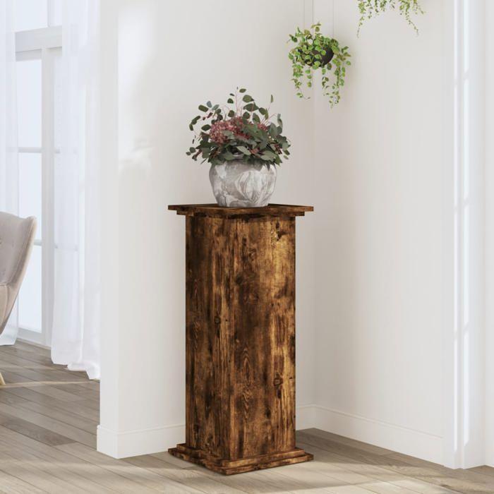 VidaXL Support pour plantes chêne fumé 33x33x80 cm bois d'ingénierie 852973