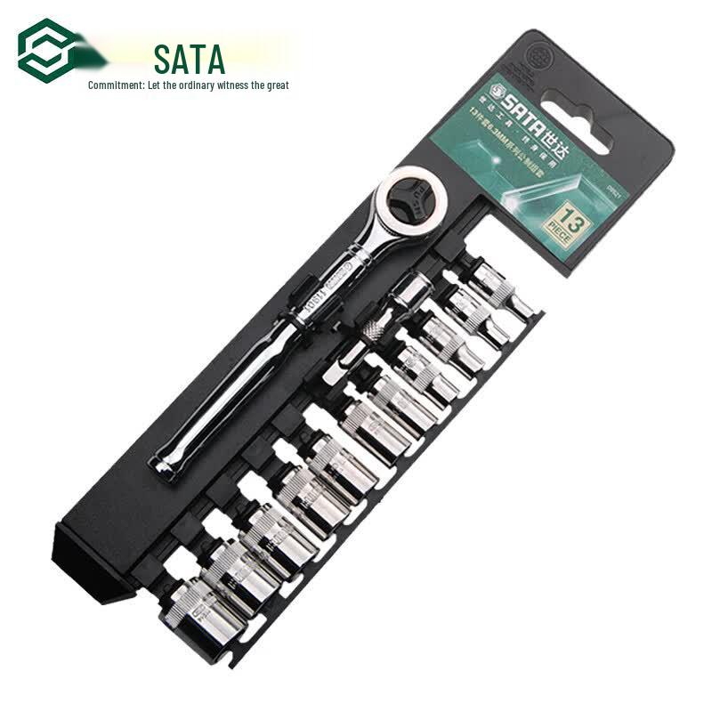 SATA 13-Piece 1/4  Drive Metric Socket  Ratchet Wrench Set 09521
