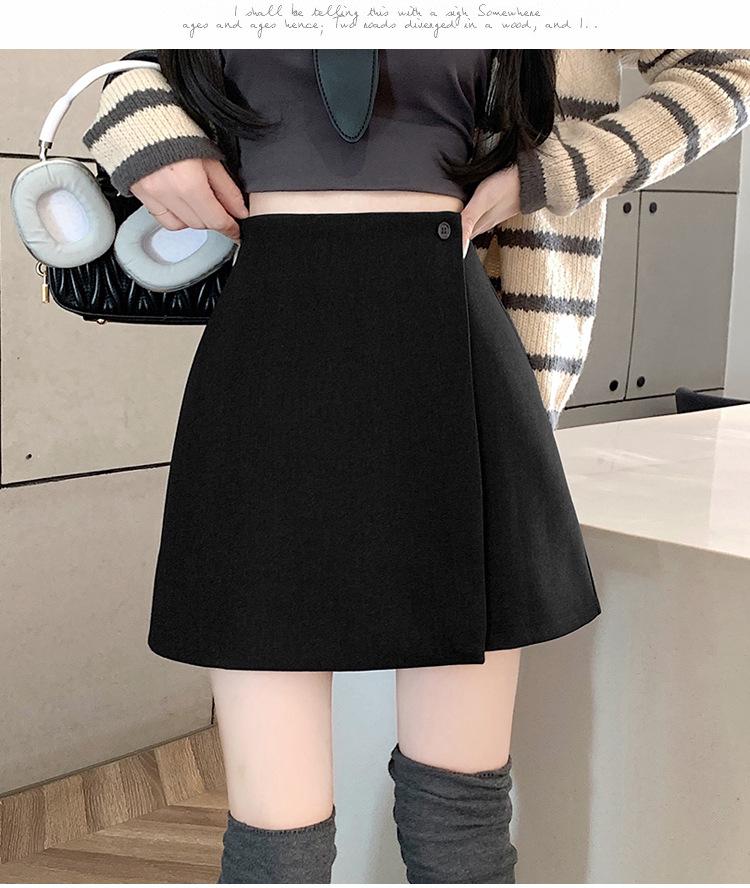 

Black High Waist A-line Midi Skirt - Women’s Plus Size, Irregular Casual Summer 2025 M чёрный