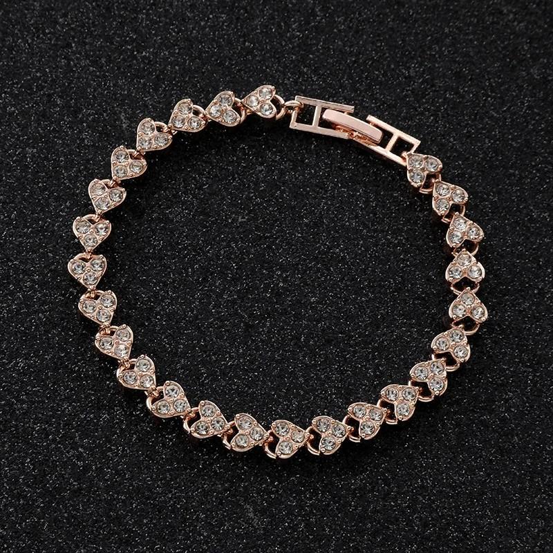 Heart Design Zircon Wedding Bracelet Water Drill Encrusted Simple Sense Ins Style Jewelry Accessory
