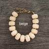 Round Resin Bracelet Women Statement Big Barrel Beads Stainless Steel Waterproof Thick Geometric Gold PVD Beige Coffee