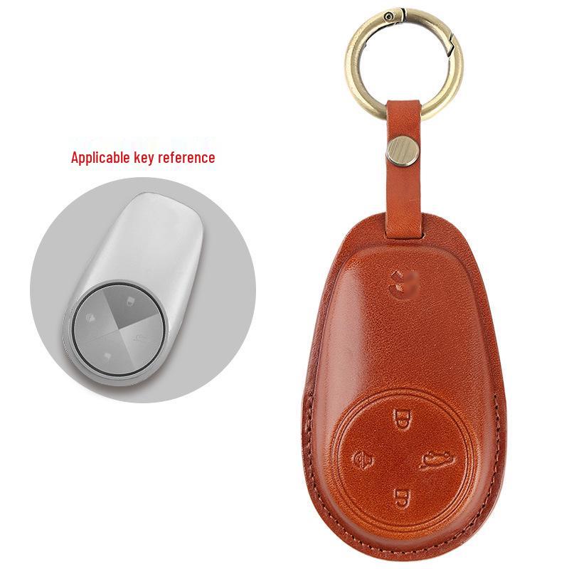 Premium Genuine Leather Key Case for NIO ES6/ES8/EC6/ET7 - Top Layer Cowhide Protective Cover