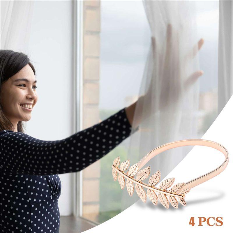 Good-Curtain Tiebacks, Decorative Modern Style Curtain Ties For Drapes With Metal Leaf Design, Adjustable Length