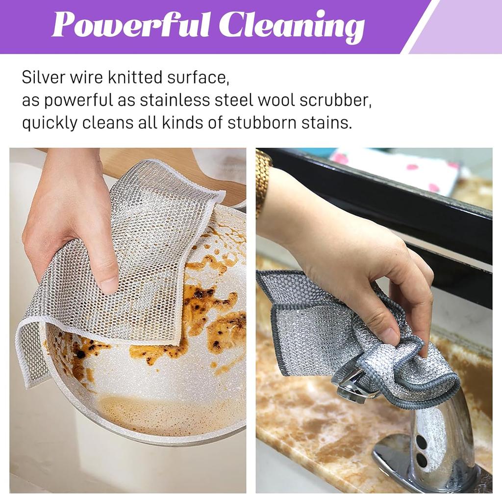 Multipurpose Wire Miracle Cleaning Cloths Dishwashing Rags for Wet and Dry Kitchen Cleaning Cloth KHXYXY0001