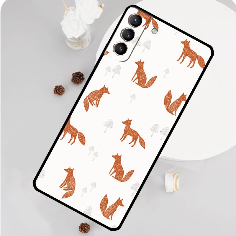 Cartoon Foxes Animal Phone Case For Samsung Galaxy S25 S26 Ultra S20 S21 S22 S23 S24 Plus S10 S25 FE Funda Cover