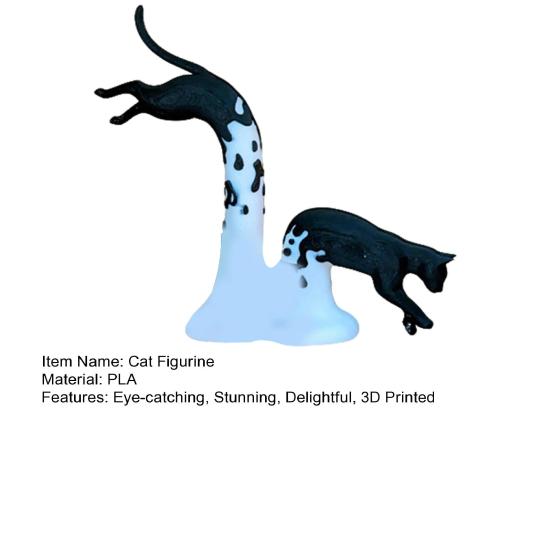 Yousheng Cat Figurine 3D Printed Novelty Jumping Cat Statue Collectible Animal Sculpture for Home Desktop Shelf Decor