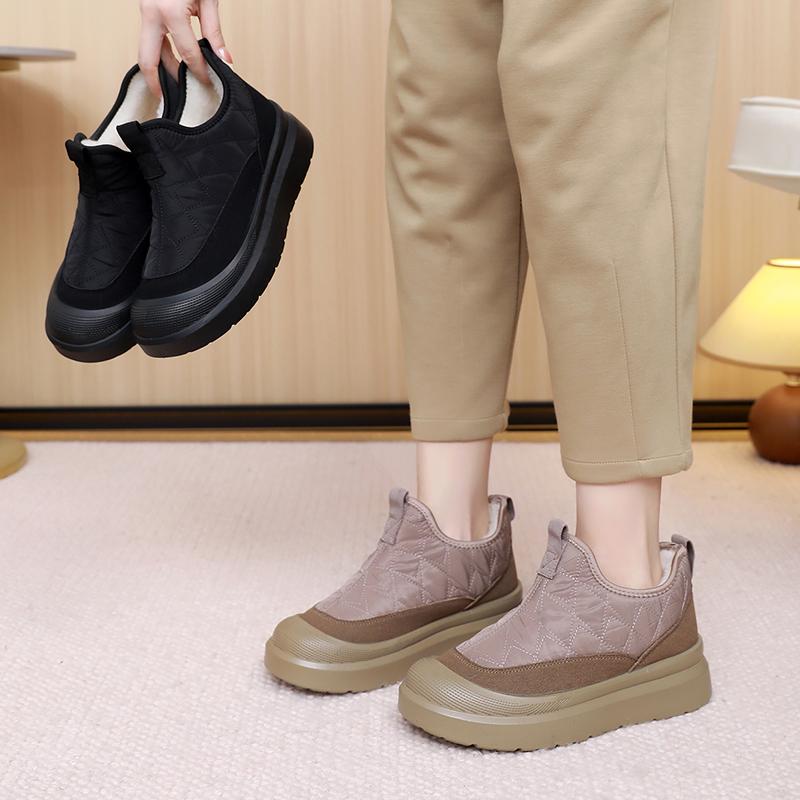 Winter New Women'S Thickened Cotton Shoes With Fleece Lining For Warmth And Anti-Slip Durable Bottom; Free Shipping