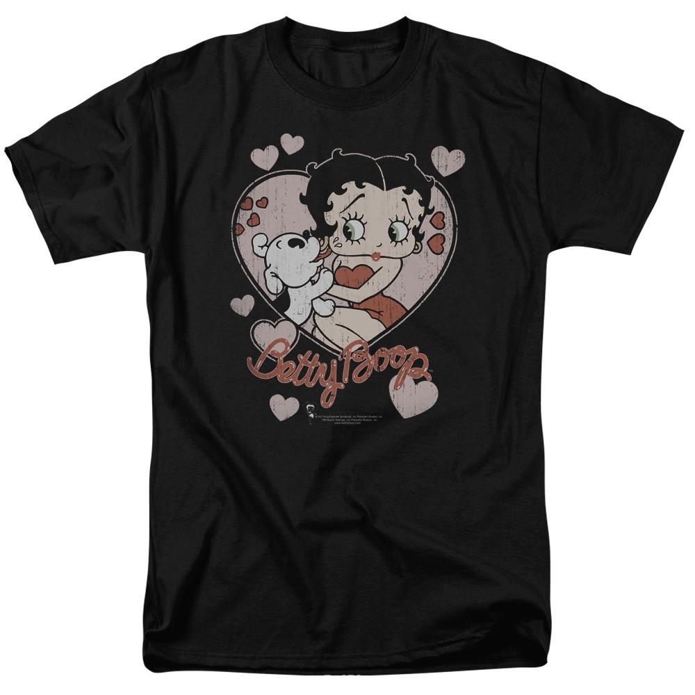 Betty Boop - Classic Kiss - Adult Unisex Short Sleeve T-Shirt - Black