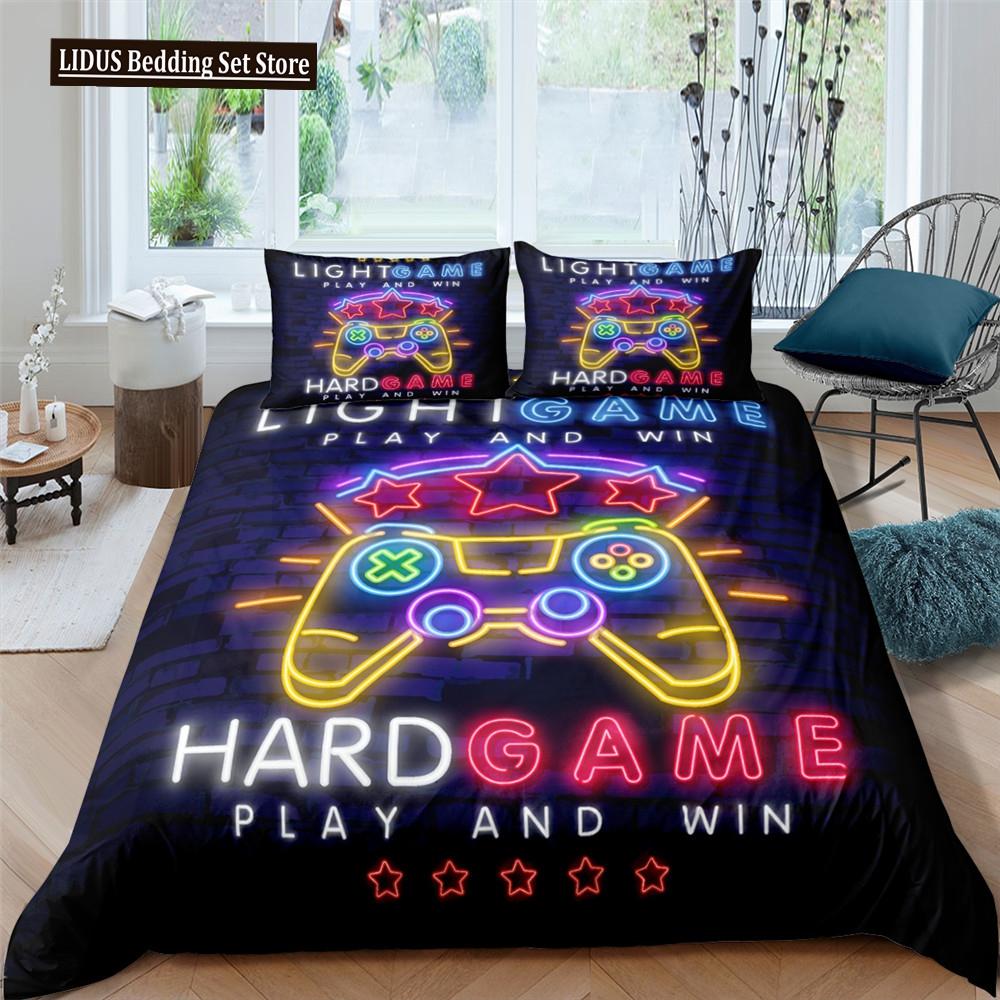 3D Printed Game Bedding Set Adults Teens Gamer Queen King Full Single Size Polyester Duvet Cover Set With Pillowcase Bedclothes