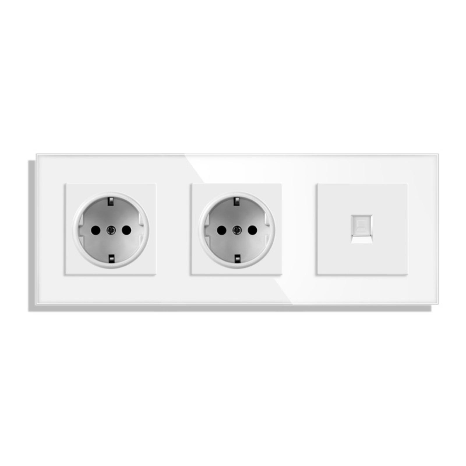 

European Standard USB Wall Socket Tempered Glass Panel Socket Household Concealed Round Box Installation Socket Batch One Size білий