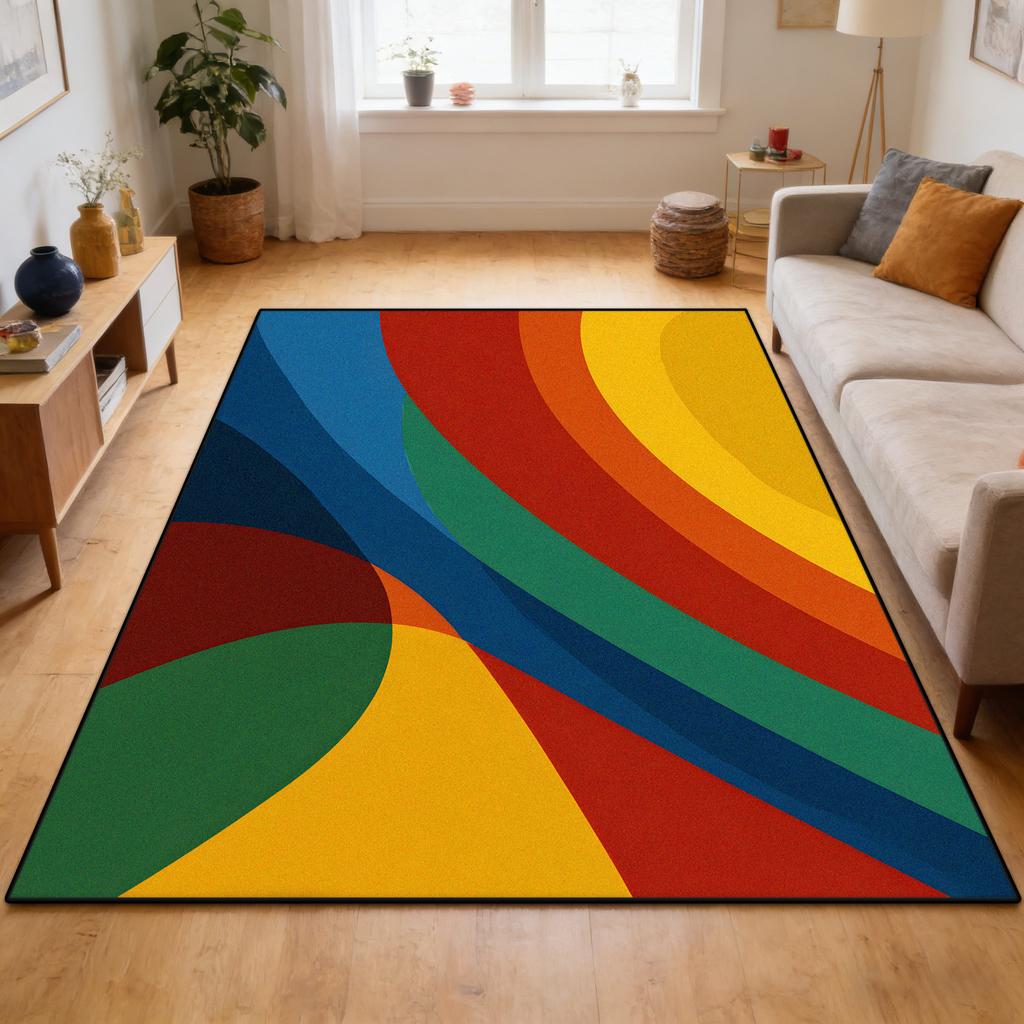Dopamine Color Abstract Style Living Room Carpet Decoration Home Sofa Area Soft Rug Children Bedroom Non-slip Crawling Mat Floor