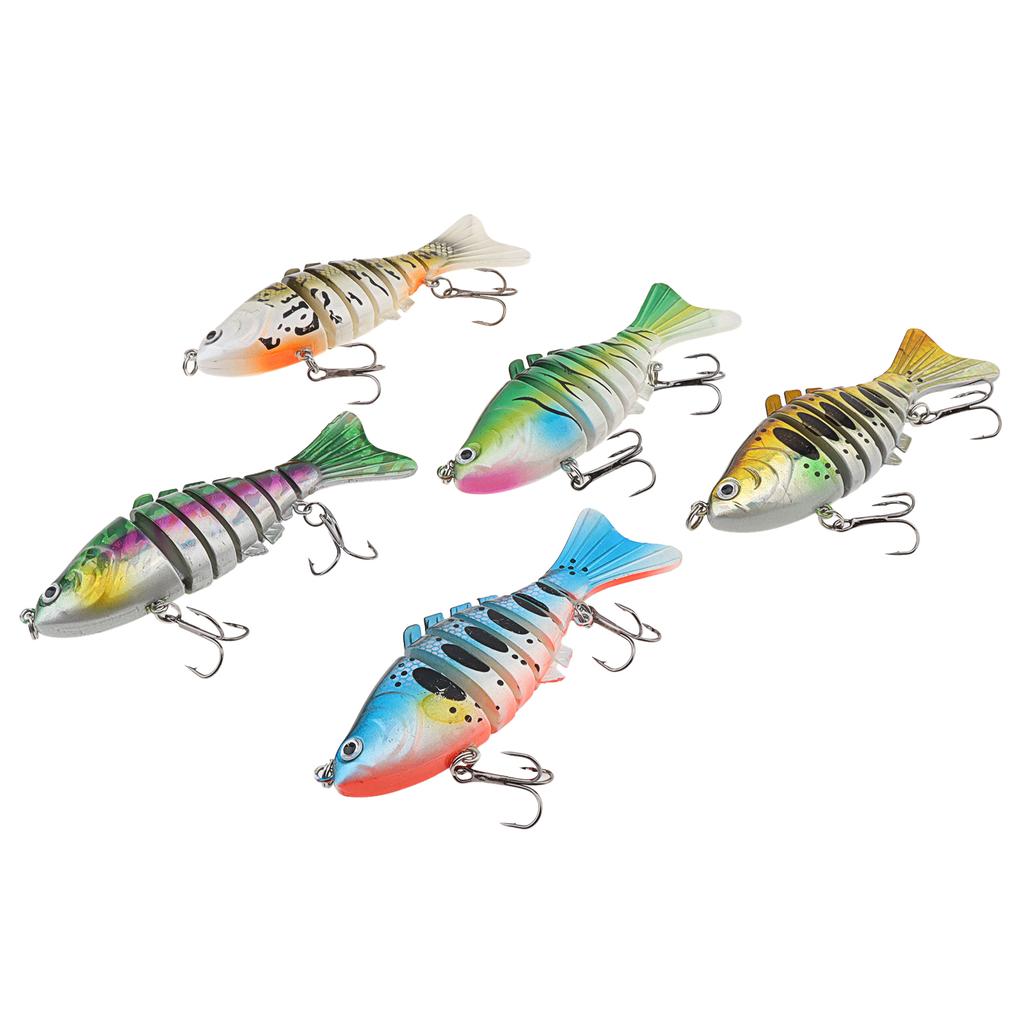 5 Pcs Multi Jointed Slow Sinking Swimbait Lure Pike Fish with Anti-bite Steel Wire 15cm 15g Lifelike Bait
