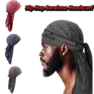 Bandana de Algodón Hip Hop Pañuelo para la Cabeza Cinta para la Cabeza Bandana con Agujero Gorra Bandana Moda Larga Cola Gorra de Pirata Unisex