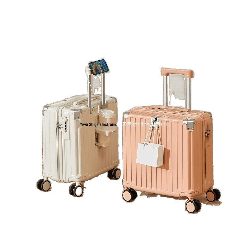 Women's Multifunctional Trolley Suitcase with Combination Lock, Durable Silent Wheels, and Rechargeable Zipper