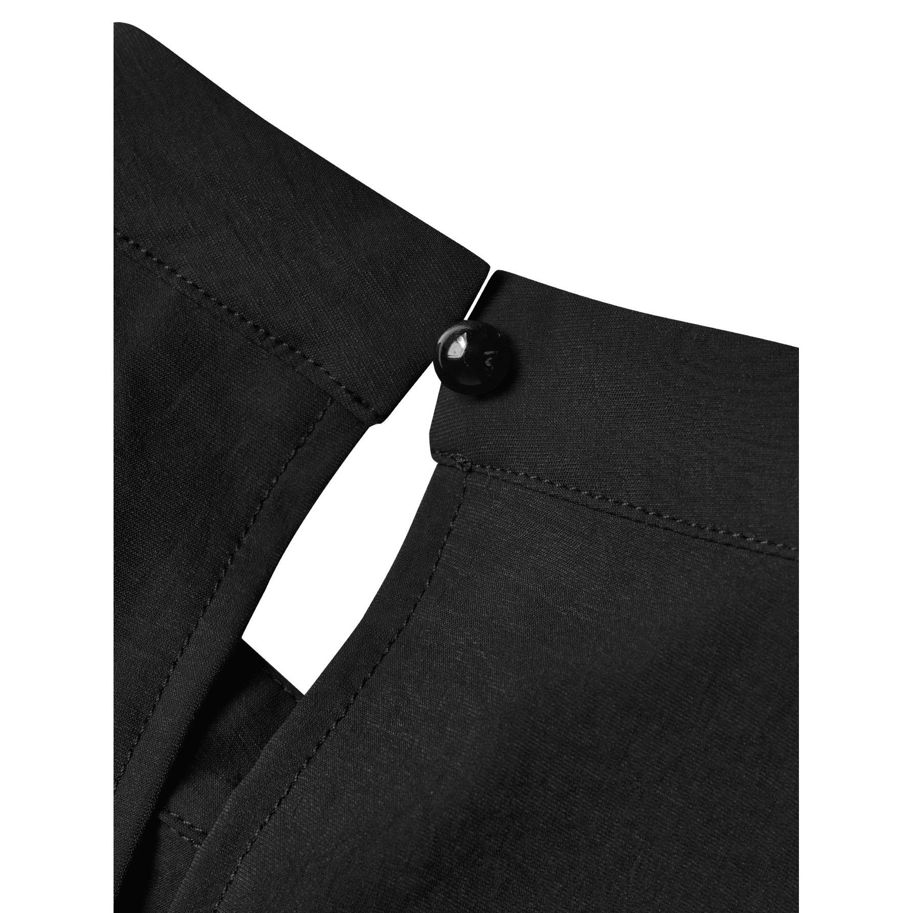 Повседневная женская модная однотонная рубашка с высоким воротником и длинными рукавами — фото 17