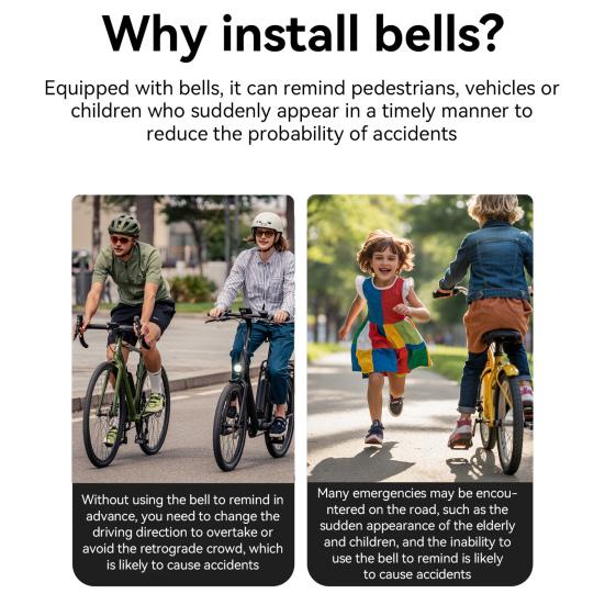 Bicycle Handlebar End Bell 80dB Crisp Loud Sound Lightweight Universal 22.2MM MTB Road Mountain Bicycle Grip Handle End Alarm Bell Bike Accessories