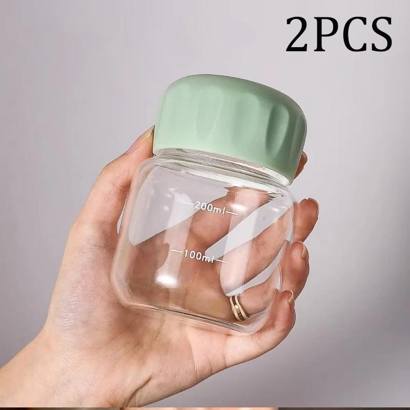 1/2PCS Petite Bouteille d'Eau 300ml Plastique Portable Anti-Fuite Mug Jus Lait Tasse à Boire avec Échelle pour Extérieur Cuisine École