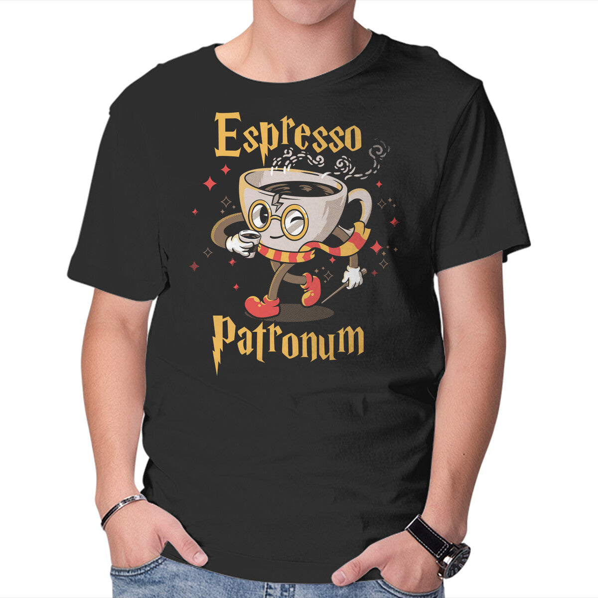 Unisex Crew Neck T-Shirt Magic Coffee Graphic Short Sleeve Casual Tee M