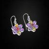 Sterling Silver Flower Earrings: Amethyst, Citrine & Garnet Gemstone