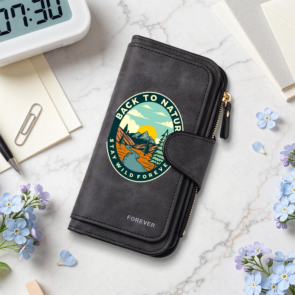Back To Nature Long Wallet for Daily Use Card Holder Portable Purse