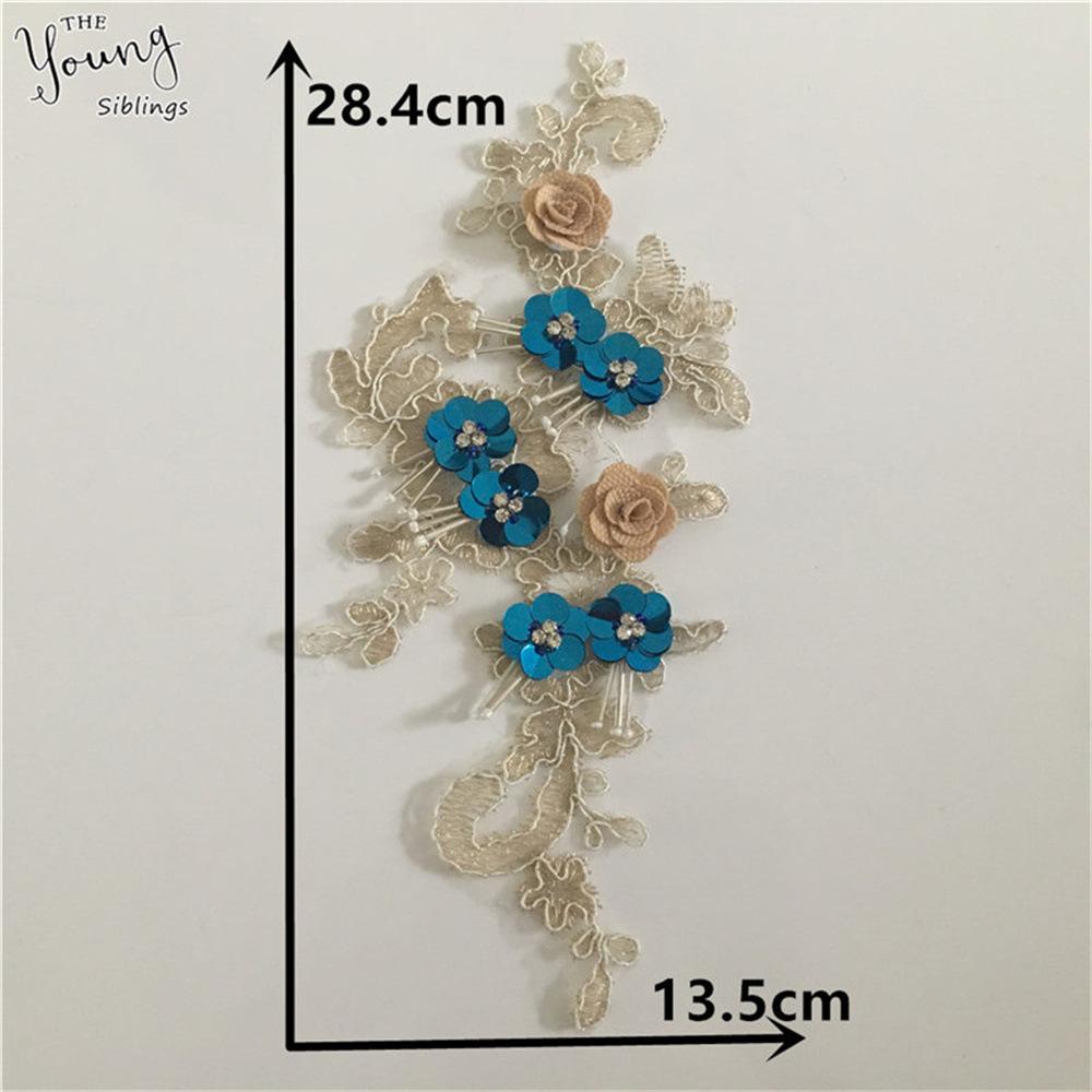 

Кружевной воротник, трехмерные пайетки, цветок, сделай сам, ручная работа, кружевная аппликация со стразами, аксессуары для сетчатого платья Style 1433 (1 piece)