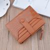 Women's Crocodile Pattern Short Leather Wallet with Zipper Clasp and Card Holder